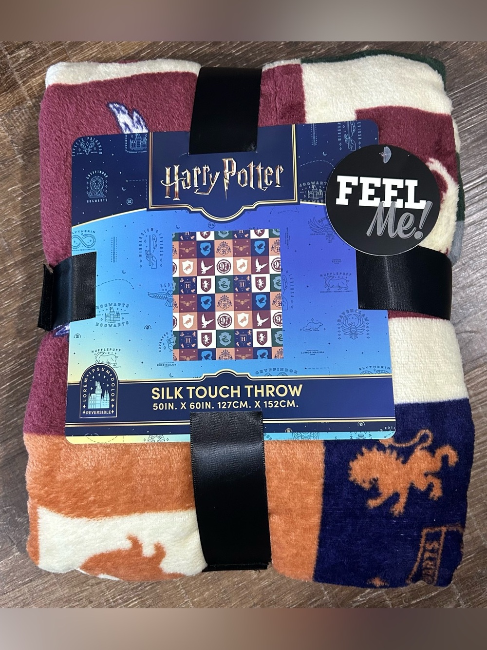 Harry Potter Silk Touch Throw Blanket 50x60 Reversible Hogwarts Houses NWT